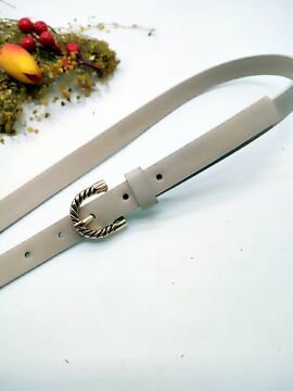 Çizgi Desenli Altın Renk Tokalı Kadın Kemer