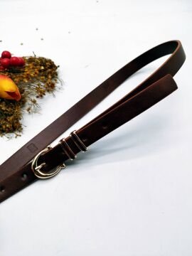 Parlak Altın Renk Tokalı Kadın Kemer