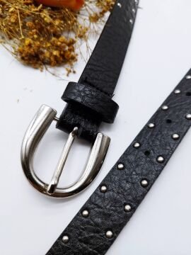 Beyaz Taş Desenli Gümüş Renk Tokalı Kadın Kemer