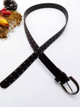 Beyaz Taş Desenli Gümüş Renk Tokalı Kadın Kemer