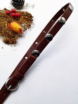 Yuvarlak Nokta Desenli Gümüş Renk Tokalı Kadın Kemer