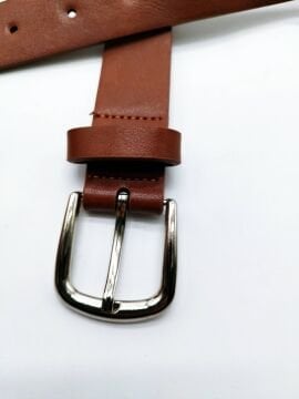 Yuvarlak İşleme Desenli Gümüş Renk Tokalı Kadın Kemer