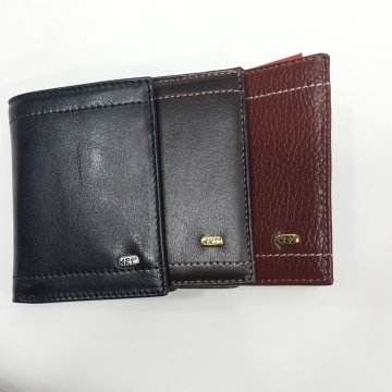 Siyah-Taba-Kahve Renkte Kartlık, Kimlik Bölmeli Renkli Dikiş Detaylı Deri Cüzdan