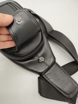 Erkek Deri Badi Bag Çanta Spor Model Siyah Renk