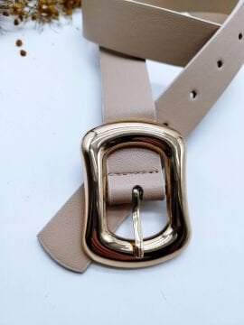 Kalın Altın Renk Tokalı Kadın Kemer