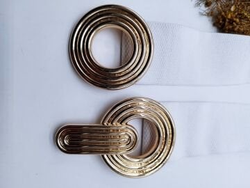 Altın Renk Yuvarlak Tokalı Kadın Kayış Kemer