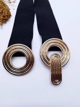 Altın Renk Yuvarlak Tokalı Kadın Kayış Kemer