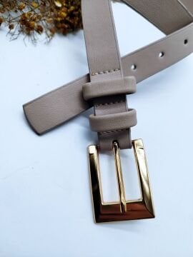 Altın Renk Tokalı Klasik Tasarımlı Kadın Kemer