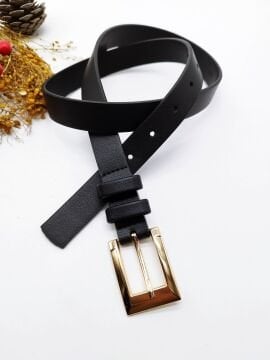 Altın Renk Tokalı Klasik Tasarımlı Kadın Kemer