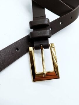 Altın Renk Tokalı Klasik Tasarımlı Kadın Kemer