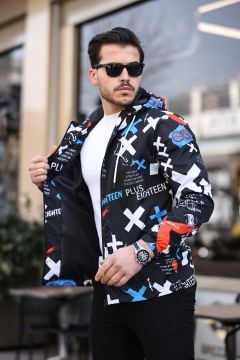 Çarpı Desenli Karışık Renk Spor Model Kumaş Mont