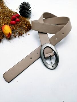 Gümüş Renk Oval Tokalı Kadın Kemer