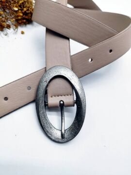 Gümüş Renk Oval Tokalı Kadın Kemer