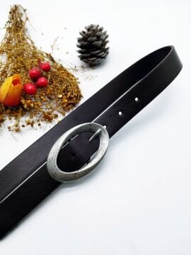 Gümüş Renk Oval Tokalı Kadın Kemer