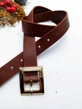 Altın Renk Tokalı Kare Model Kadın Kemer