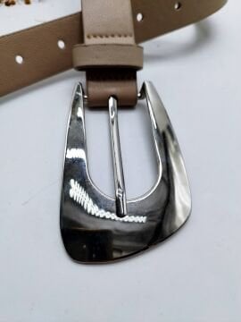 Altın Renk Tokalı Oval Tasarımlı Kadın Kemer