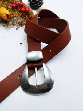 Gümüş Renk Kalın Metal Tokalı Kadın Kemer