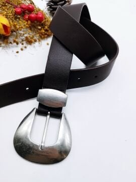 Gümüş Renk Kalın Metal Tokalı Kadın Kemer