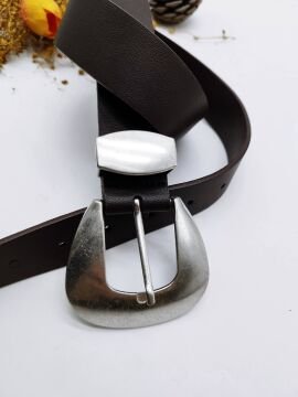 Gümüş Renk Kalın Metal Tokalı Kadın Kemer