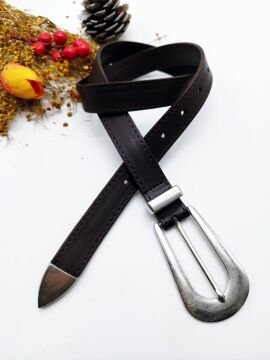 Gümüş Renk Tokalı Uzun Oval Model Kadın Kemer