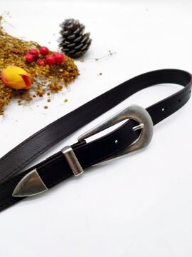 Gümüş Renk Tokalı Uzun Oval Model Kadın Kemer