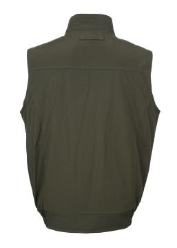 Yakalı Ve Beli Lastikli Kumaş Yelek Haki renk