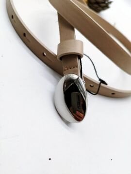 Damla Model Gümüş Renk Tokalı Kadın Kemer