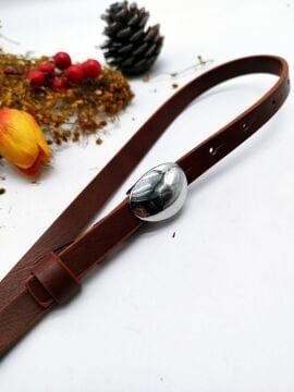 Damla Model Gümüş Renk Tokalı Kadın Kemer