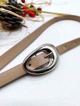 Yumru Model Gümüş Renk Tokalı Kadın Kemer