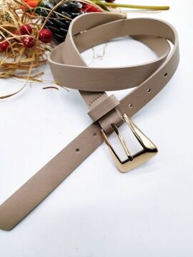 Altın Renk Tokalı Oval Köşeli Kadın Kemer