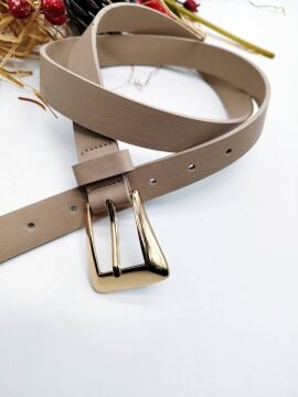 Altın Renk Tokalı Oval Köşeli Kadın Kemer