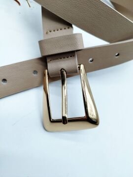 Altın Renk Tokalı Oval Köşeli Kadın Kemer