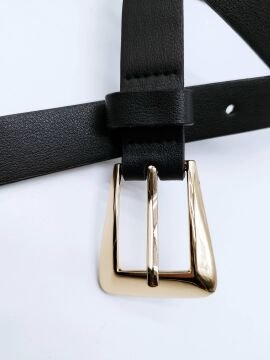 Altın Renk Tokalı Oval Köşeli Kadın Kemer