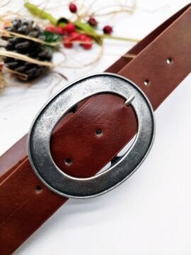 Eskitme Model Gümüş Renk Tokalı Kadın Kemer