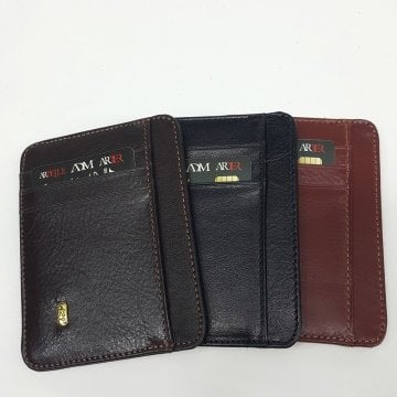 Siyah-Taba-Kahve Renkte Dikey Model Hakiki Deri Kartlık