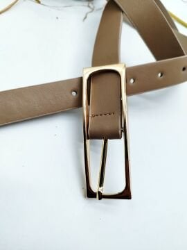 Altın Renk Uzun Tokalı Kadın Kemer