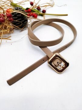 İnce Kemerli Altın Renk Tokalı Kadın Kemer