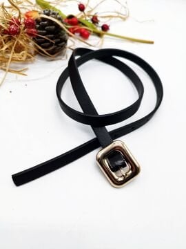 İnce Kemerli Altın Renk Tokalı Kadın Kemer