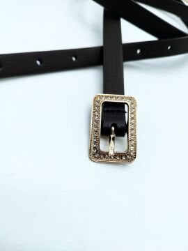 Beyaz Taş İşlemeli Altın Renk Tokalı Kadın Kemer