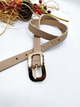 Altın Renk Tokalı Oval Kesimli Kadın Kemer