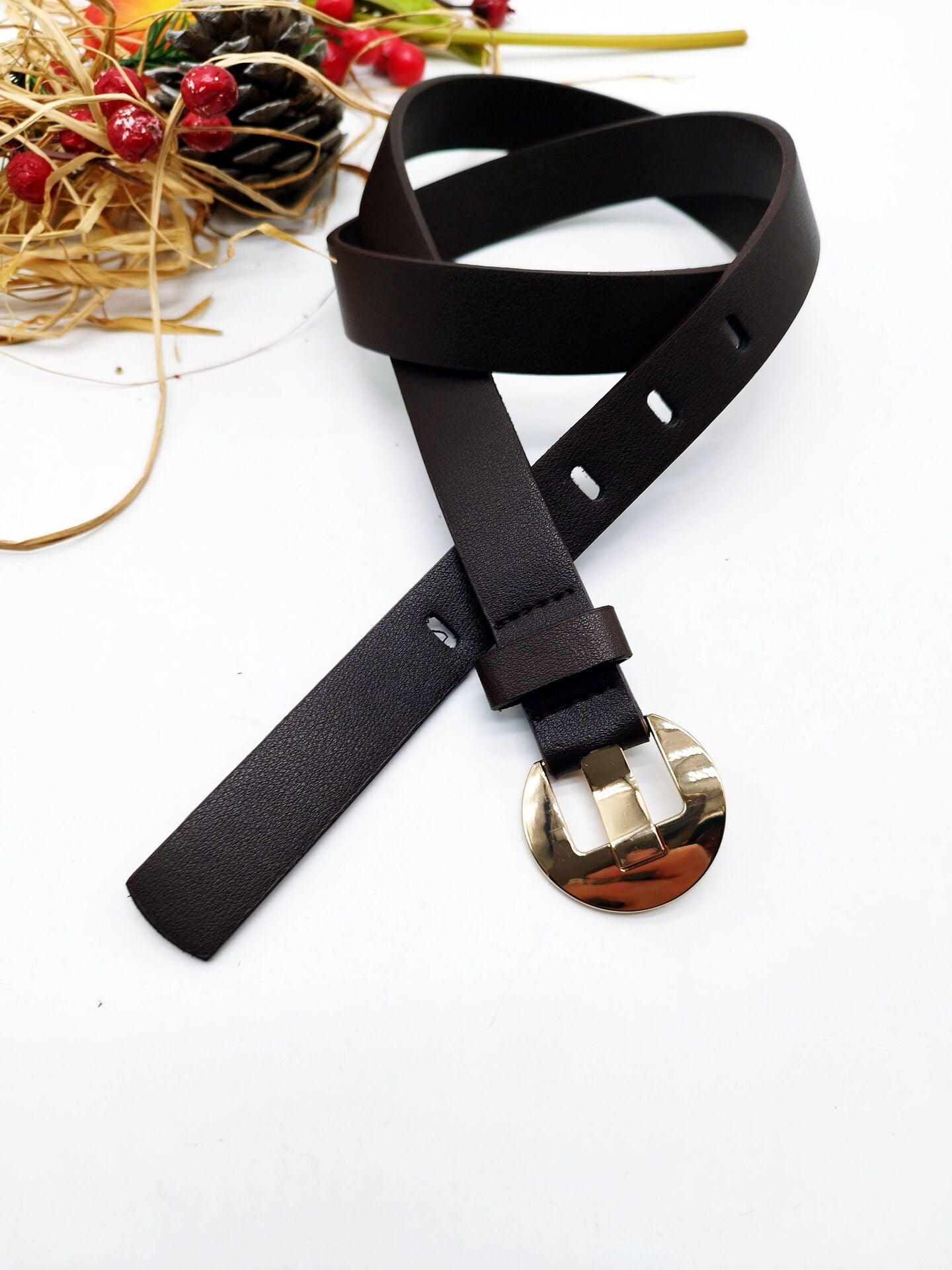 Altın Renk Tombul Tokalı Kadın Kemer