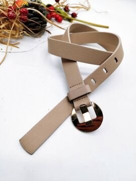 Altın Renk Tombul Tokalı Kadın Kemer