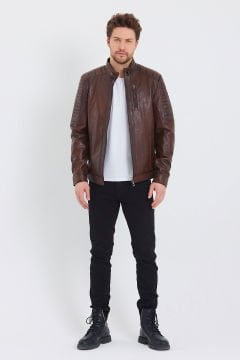 Fındık Renk Spor Deri Mont