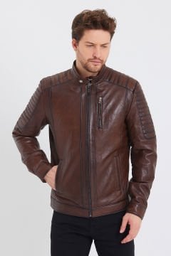 Fındık Renk Spor Deri Mont