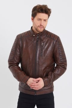 Fındık Renk Spor Deri Mont