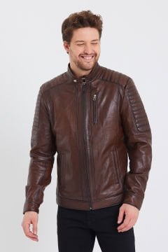 Fındık Renk Spor Deri Mont