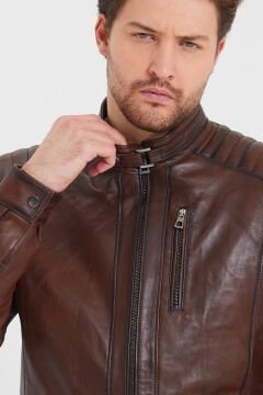 Fındık Renk Spor Deri Mont