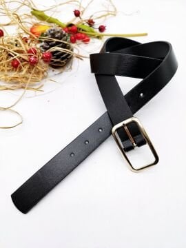 Dikdörtgen Model Altın Renk Tokalı Kadın Kemer