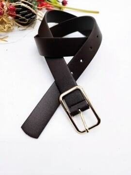 Dikdörtgen Model Altın Renk Tokalı Kadın Kemer