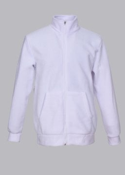 Yakalı Spor Polar Mont Beyaz Renk